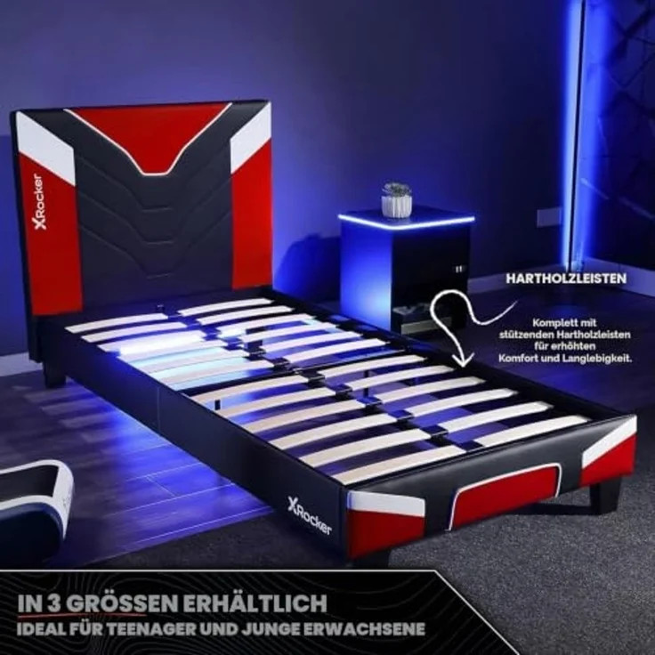 X Rocker Cerberus MKII Gaming-Bett für Kinder & Jugendliche - schwarz/rot/weiß, 90x190 cm – Bild 6