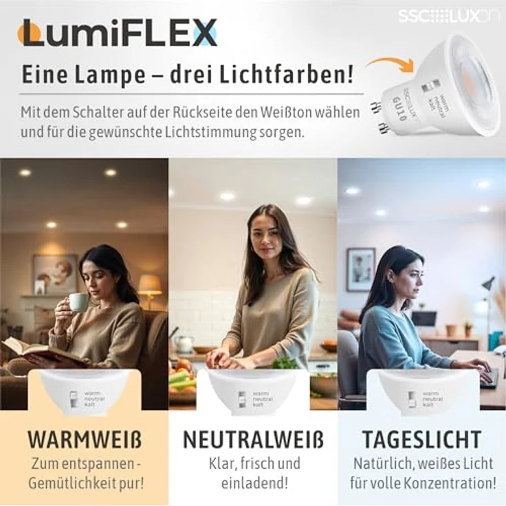 SSC-LUXon JUAVI Bodeneinbauleuchte Außen, IP67 LED Bodenstrahler rund silber 230V befahrbar, inkl. GU10 LumiFLEX 5W LED mit 3 Lichtfarben – Bild 5