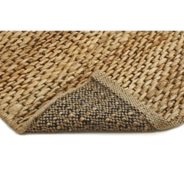 Linea Natura Teppich, Uni Naturfarben, rechteckig 65x130 cm, Handmade in India, für Fußbodenheizung geeignet, strapazierfähig, vegan – Bild 4