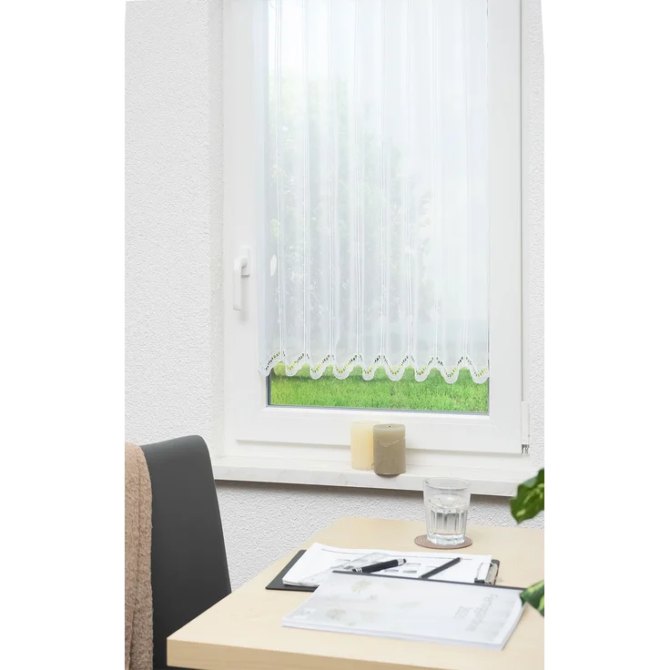 Scheibengardine von Lysel - Bogenmuster (Bx H) 54cm * 90cm reinweiß/Weiß – Bild 2