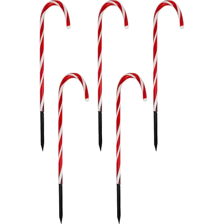 ToCi LED-Lichterkette Gartenstecker LED Zuckerstangen Weihnachts Deko Timer Batterie Außen – Bild 1