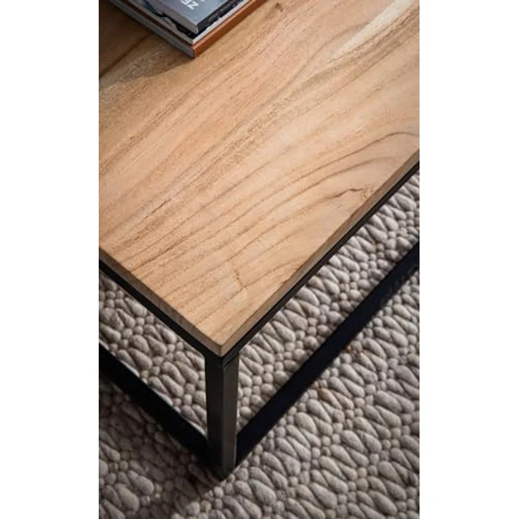 Livetastic Couchtisch Akazie, Massivholz rechteckig 60x40x120 cm, einfacher Aufbau für Wohnzimmer – Bild 5