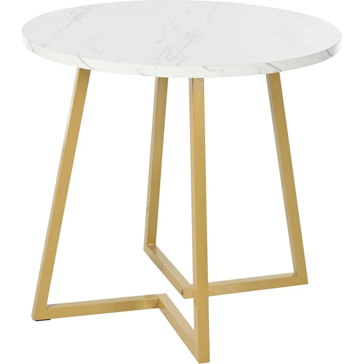 Essgruppe 5-teilig rund Ø80 cm mit modernem Marmortisch & 4 Samtstühlen, elegantes Küchen- und Esszimmer Set – Bild 8