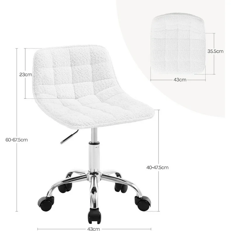 Woltu Drehhocker (1 St), Schminkstuhl Chenille, Bürohocker höhenverstellbar – Bild 2