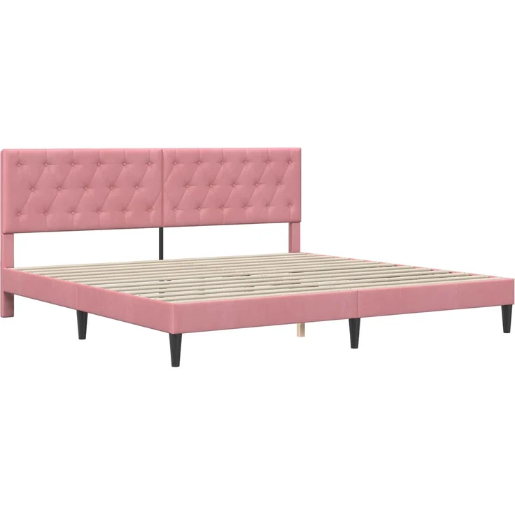 vidaXL Bettrahmen mit Kopfteil Rosa 180 x 200 cm Samt 42027682 – Bild 3
