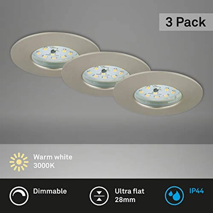 Briloner LED Einbauleuchten Attach matt-nickel 3er Set Einbaustrahler Deckenspot – Bild 3