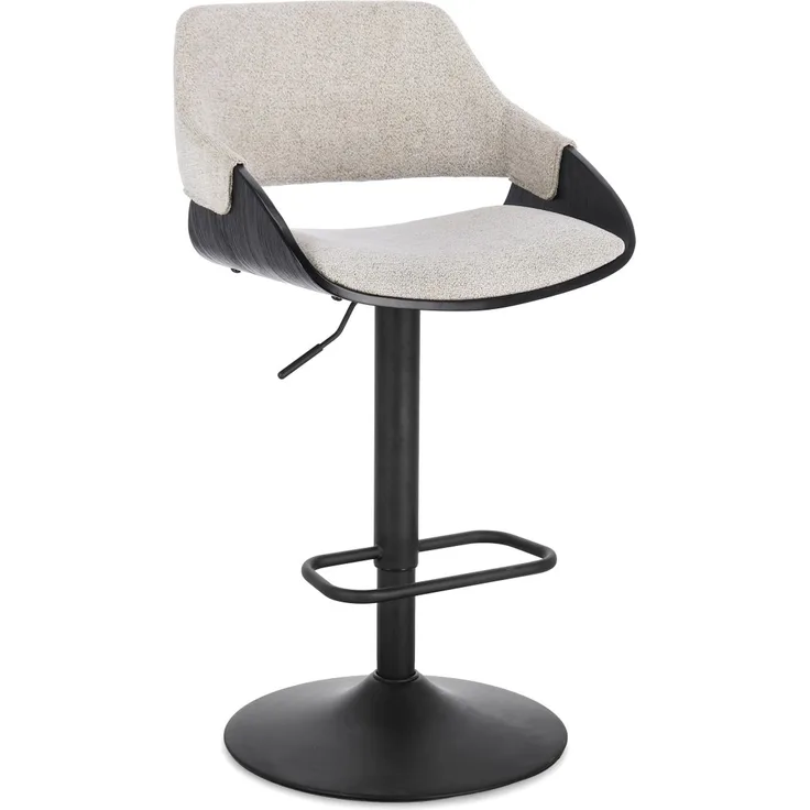 Barhocker Roxanne aus Stoff, modern drehbar und höhenverstellbar, Beige Rainy, mit Fußstütze