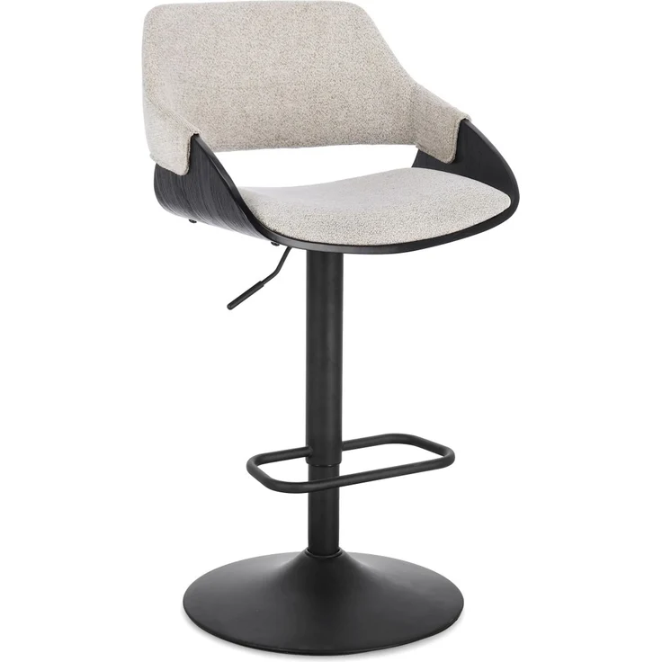 Barhocker Roxanne aus Stoff, modern drehbar und höhenverstellbar, Beige Rainy, mit Fußstütze – Bild 1