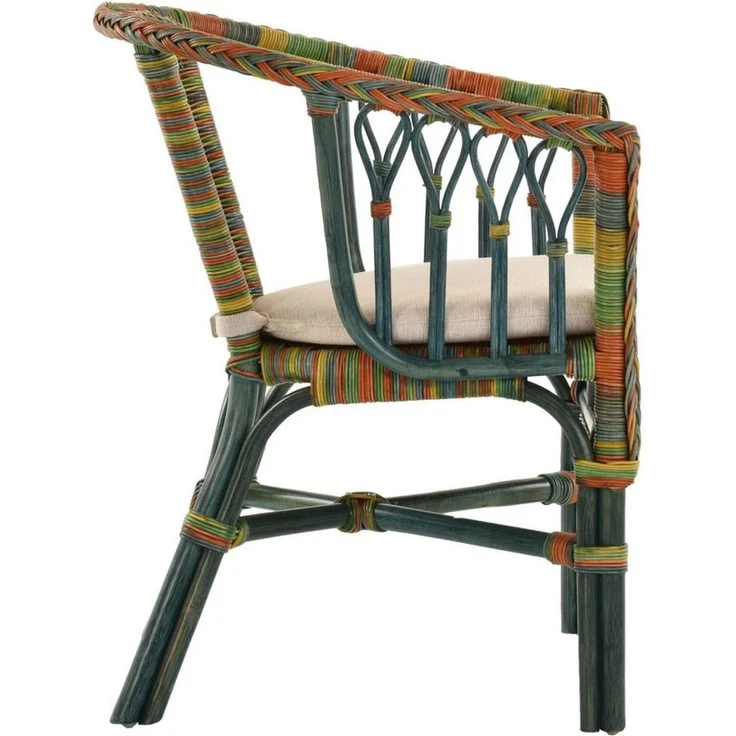 Krines Home Sessel Stapelbarer Rattansessel Bistro Sessel mit Armlehnen Flechtsessel (Sessel nach Auswahl ohne oder mit Polster), in Handarbeit geflochten, Rattanstuhl, Rattan Stuhl – Bild 2