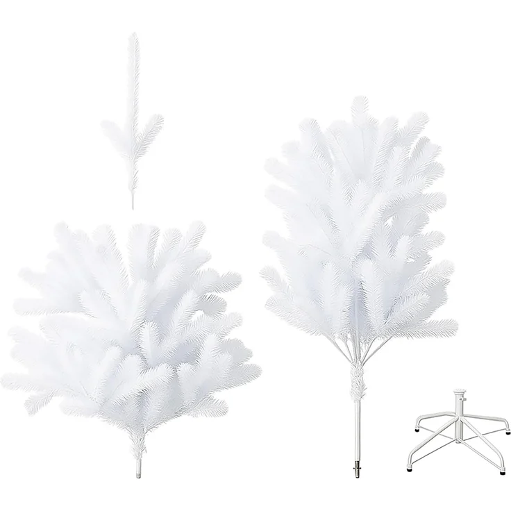 BURI Künstlicher Weihnachtsbaum 210 cm Weiß mit 630 Spitzen | dichter PVC-Tannenbaum mit stabilem Metallständer | klappbar, schwer entflammbar & wetterfest | ideal für Innen & Außen – Bild 6