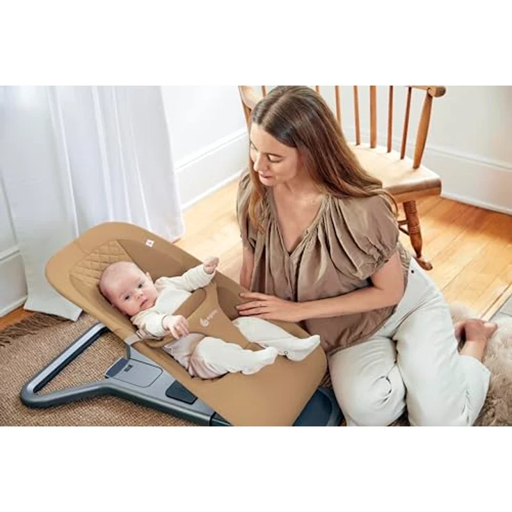 Ergobaby 3-in-1 Evolve Bouncer, Ergonomische Babywippe für Neugeborene ab Geburt bis zum Kleinkind, Babyschaukel mit Neugeboreneneinsatz (2,5 kg - 13,2 kg), Camel – Bild 3