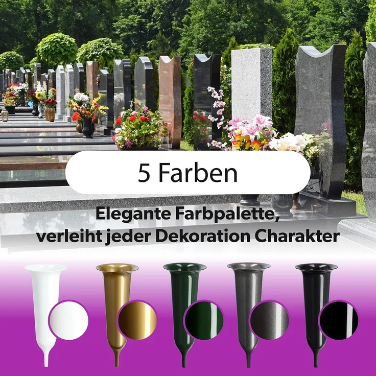 KADAX Vase, Fläschchen für Friedhof, angetriebener Grabstein, 23 cm, Grabstein für Blumen, Grün – Bild 7
