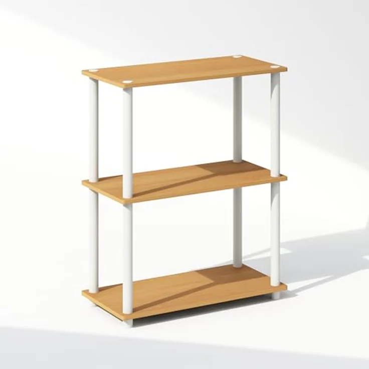 Furinno Turn-N-Tube 3-stufiges, kompaktes Mehrzweck-Präsentationsregal, Regaleinheit, Bücherregal, Buche/Weiß – Bild 2
