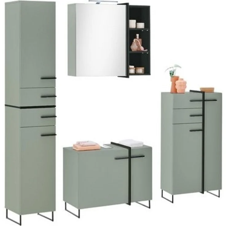 moebel-dich-auf Badmöbel-Set MESSINA, (Set 1, 4-St, Hochschrank, Spiegelschrank, Wbu, Highboard), Softclose-Funktion – Bild 4