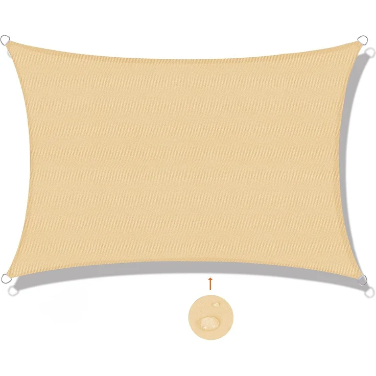 SUNNY GUARD Sonnensegel Rechteckig 3x5 m Wasserdicht Sonnenschutz Wetterschutz Segel Baldachin UV Schutz für Balkon Terrasse Garten, Sand – Bild 1