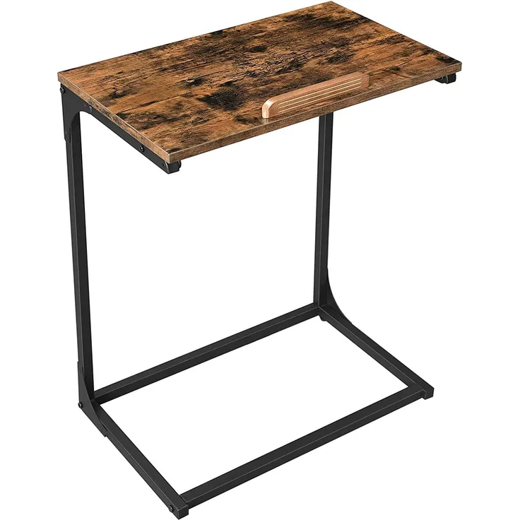 Vasagle Beistelltisch,Schreibtisch, Laptoptisch mit Verstellbarer Oberfläche, Sofatisch, Schlafzimmer, Wohnzimmer, einfacher Aufbau, Stahlgestell, Industriestil, vintagebraun-schwarz LNT057B01
