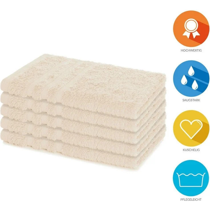 Lavea Gästehandtuch Elena, 30x50cm aus 100% Baumwolle, fusselfreies, pflegeleichtes hautfreundliches Gästehandtuch-Set (Set, 5-St), einzigartig weiche Frottee Gästehandtücher für jeden Hauttyp – Bild 2
