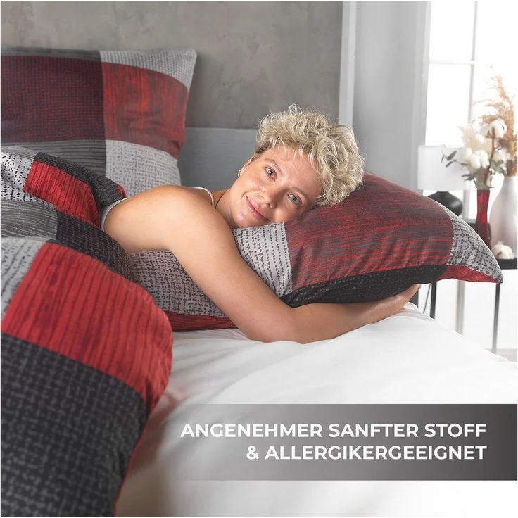 Malika Bettwäsche 155x220 + 80x80 cm atmungsaktiver Bettbezug, moderne Designs, Mikrofaser, 2 teilig, Für Allergiker geeignet, pflegeleicht, angenehm weicher Stoff – Bild 2
