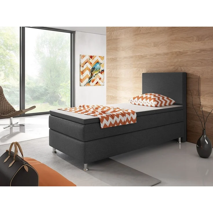 Homeline Boxspringbett Boxspringbett 90x200 cm Schwarz Anthrazit Einzelbett Schlafzimmer (Spar-Set, Set-Angebot), 5 Gang Bonell-Federkern-Matratze – Bild 3