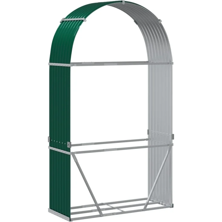 vidaXL Kaminholzunterstand Grün 120x45x210 cm Verzinkter Stahl 364542 – Bild 3