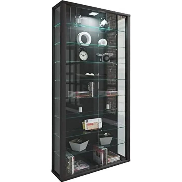 VCM Standvitrine Lumo 912480 Schwarz H. 113 x B. 59 x T. 18 cm