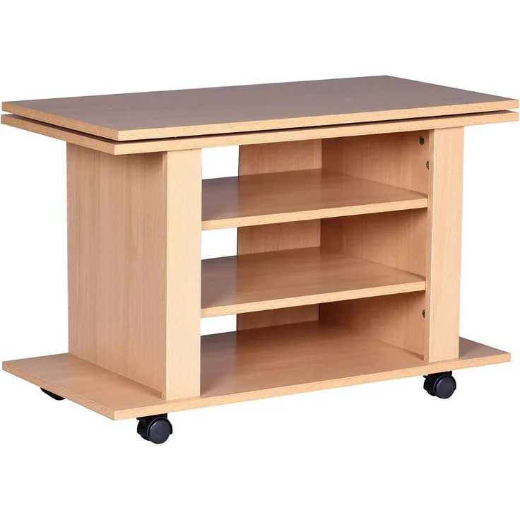 Fernsehschrank Drehbar auf Rollen | TV Bank 75 x 38 x 50 cm mit Drehteller für Fernseher