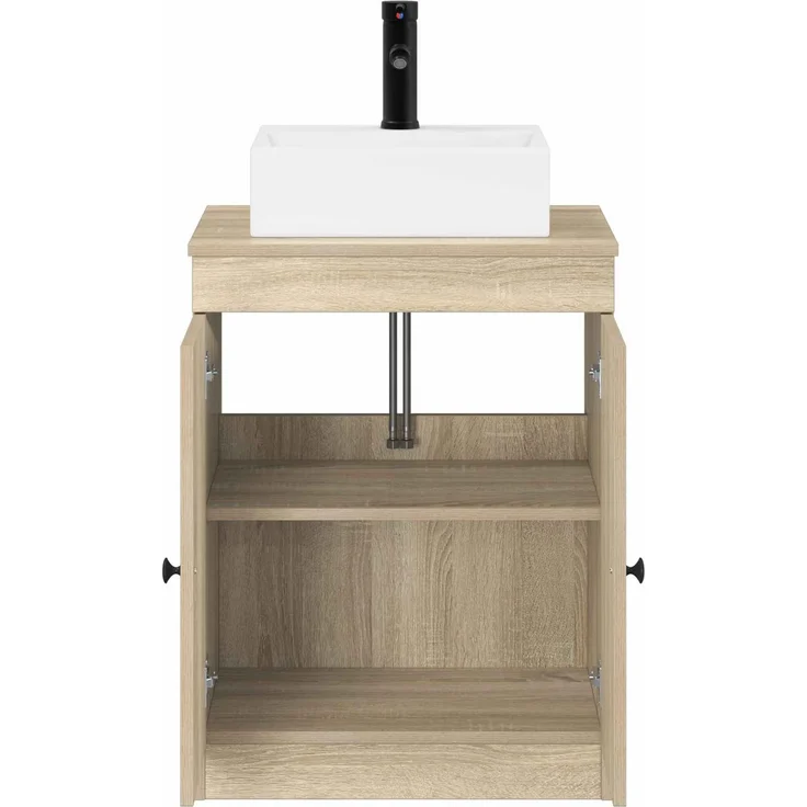 vidaXL Waschbeckenschrank Sonoma-Eiche 54 x 41 x 99,5 cm Holzwerkstoff 3404252 – Bild 3