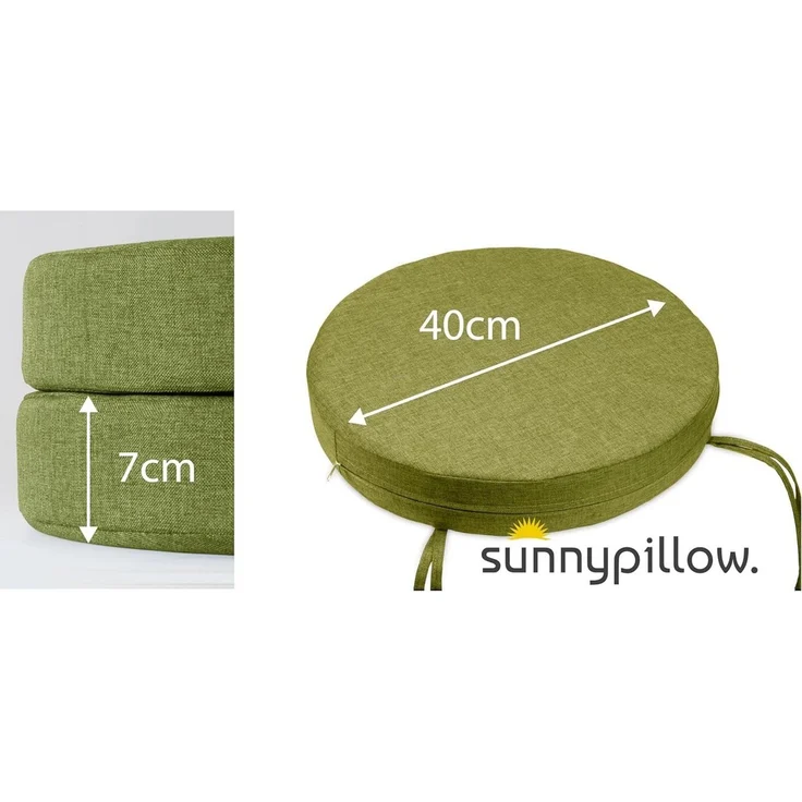 sunnypillow Stuhlkissen 2er Set Stuhlkissen Rund Ø 40 cm mit Bändern "HAVANA" – Bild 1