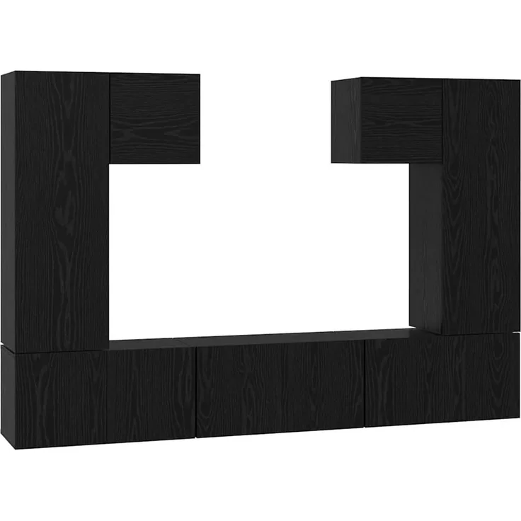 vidaXL TV-Schrankset 7 pcs Schwarz Eichen-Optik Holzwerkstoff 3393136