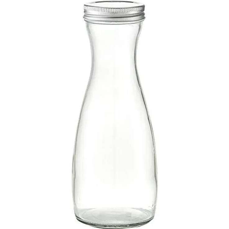 Zeller Glaskaraffe m. Metalldeckel, 1000 ml, Glas/Metall, transparent, Ø10,2 x 25 cm