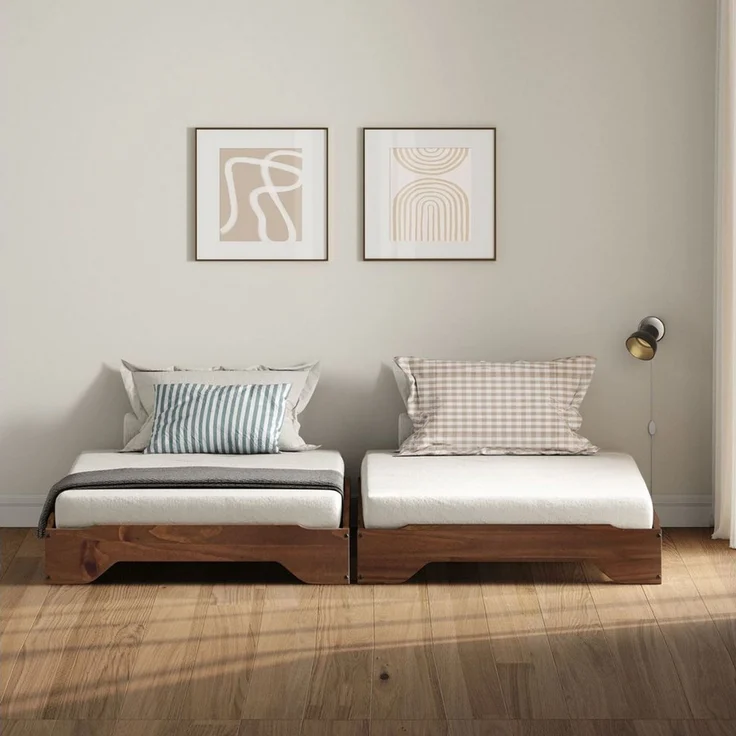 IDIMEX Funktionsbett RONNY, Stapelbett Gästebett 2er set aus massivholz- kastanienfarben – Bild 3