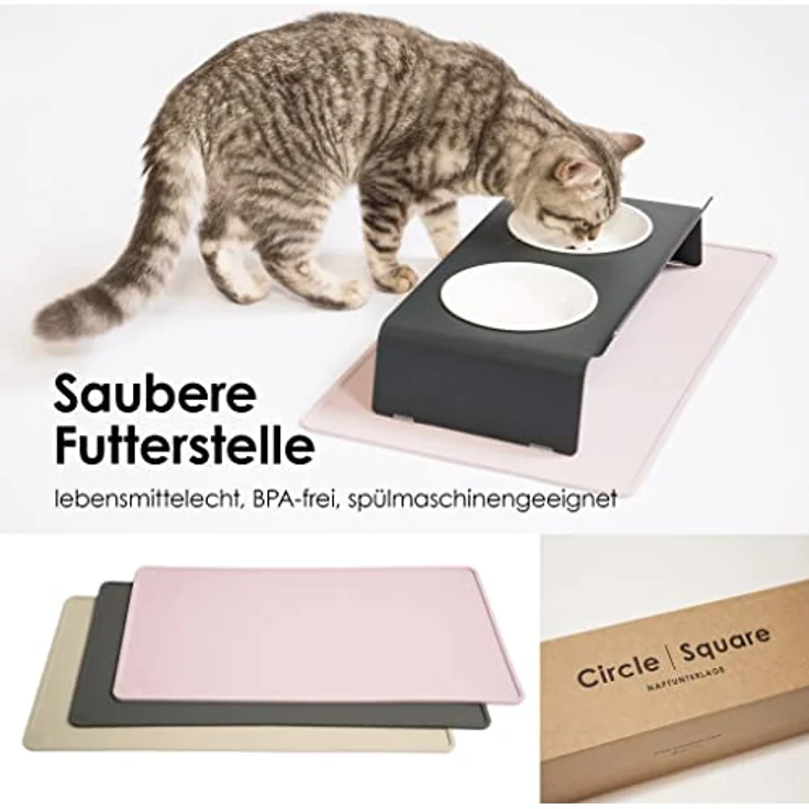 LucyBalu Napfunterlage SQUARE (50 x 29 cm), für Katzen, verschiedene Farben, lebensmittelechtes Silikon – Bild 3