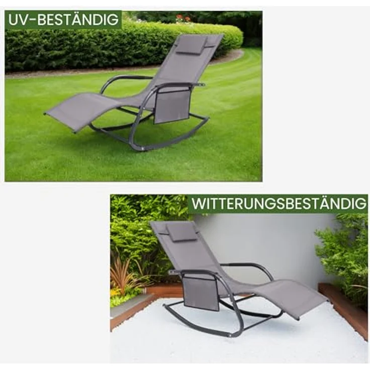 Albatros Premium Gartenliege C-FORM, Schwungliege mit Kopfkissen, wetterfest, ergonomisch, belastbar bis 160 kg, ideal für Garten und Terrasse – Bild 5