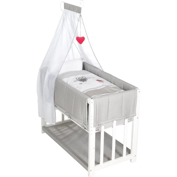 roba Stubenbett 'Adam & Eule' - Beistellbett - Babybett - Wiege & Kinderbank - Weiß