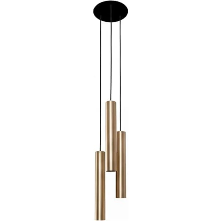 Licht-Erlebnisse Pendelleuchte Messing Zylinder 3-flammig D:20cm GU35 wechselbar, Hängelampe für Esszimmer und Küche, Höhe 40cm, Breite 62cm – Bild 2