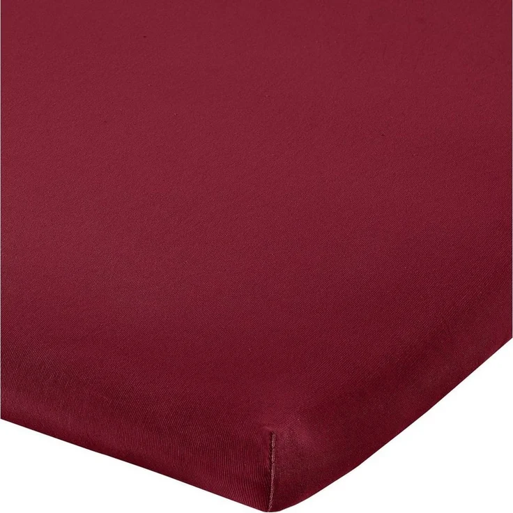Erwin Müller 'Freising' Spannbettlaken, Gummizug: Rundumgummi, 1 Stück, Elasthan-Jersey-Stretch Uni, Weinrot, Topper | 90x190 - 100x220 cm – Bild 1