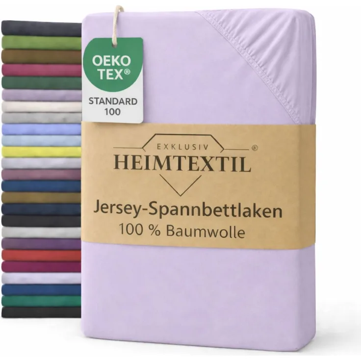 EXKLUSIV HEIMTEXTIL Marke Jersey Spannbettlaken 160 x 200 cm Flieder 100% Baumwolle Öko - Tex Zertifiziert Bed-Sheet Bettlaken Spannbetttuch Topper Leinentuch