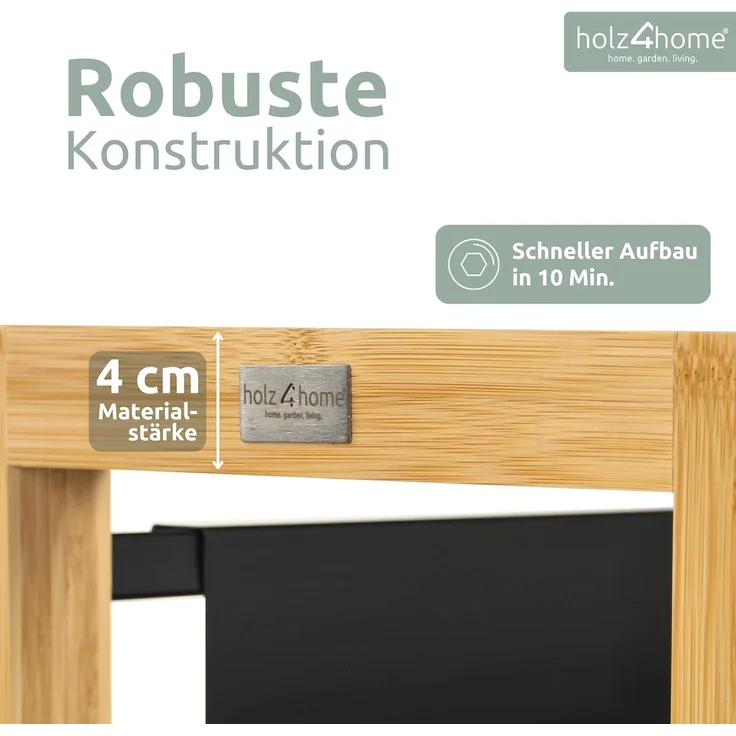 Getränkekistenregal inkl. Ablage - Bambus / Schwarz - 4 Kisten – Bild 6