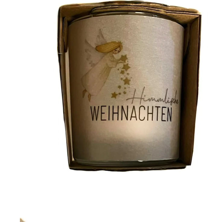 Windlicht Glas Teelichthalter Weihnachten Love Xmas la vida Engel 640174 – Bild 2