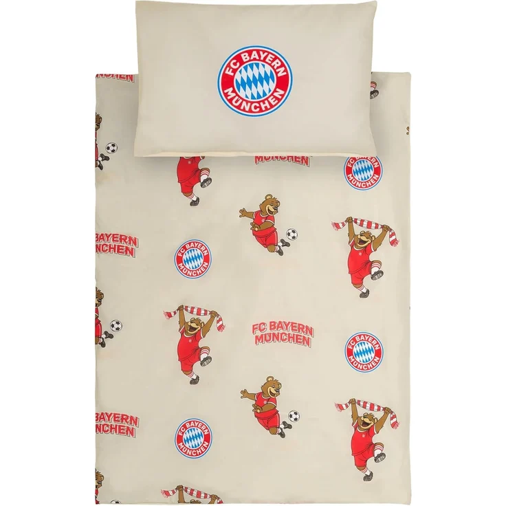BERONAGE Babybettwäsche FC Bayern München Baby / Kleinkind Bettwäsche Berni Maskottchen, Baumwolle, 2 teilig, 100x135 cm 60x40 cm – Bild 2