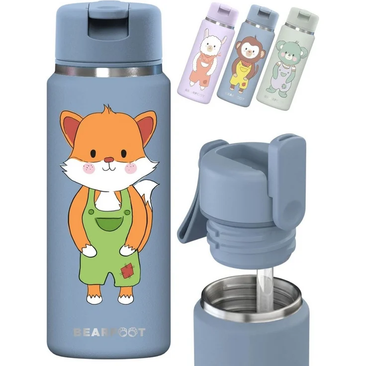 BEARFOOT Trinkflasche TINY Thermo Kinder Trinkflasche Edelstahl - Fuchs, Thermosflasche, auslaufsicher, Edelstahl, Kinderflasche, BPA-frei – Bild 1
