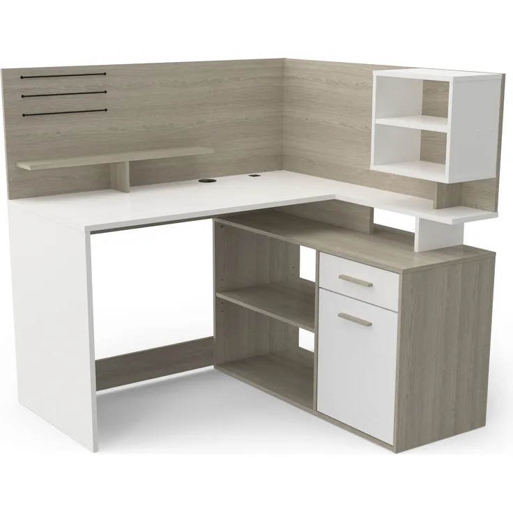 Eckschreibtisch >MALICIA< in Kronberg Eiche - 121,5x119,6x116,2cm (BxHxT)