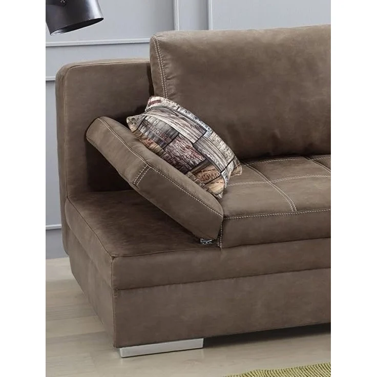 Schlafsofa Armlehnen verstellbar Bettkasten Couch Steppung Antiklederoptik Braun – Bild 6