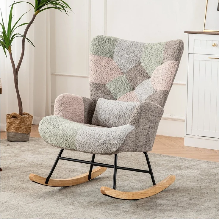 STILVORA Schaukelstuhl Schaukelsessel mit fußstütze,Loungesessel Relaxsessel wohnzimmer (Loungesessel, 2 St), inklusive Fußstütze (49*38*37 cm) und Lendenkissen – Bild 1