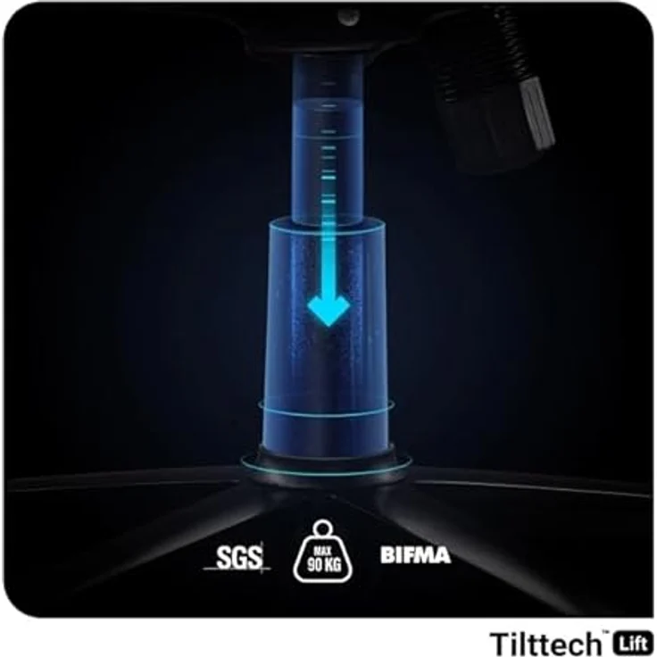 Diablo Chairs Gaming-Stuhl X-Player 2.0 ergonomischer Drehstuhl mit Höhenverstellung Verstellbarer Kopfstütze und Lendenkissen HR-Schaum Tilttech-System 58 x 35,5 x 117 cm Größe S – Bild 11