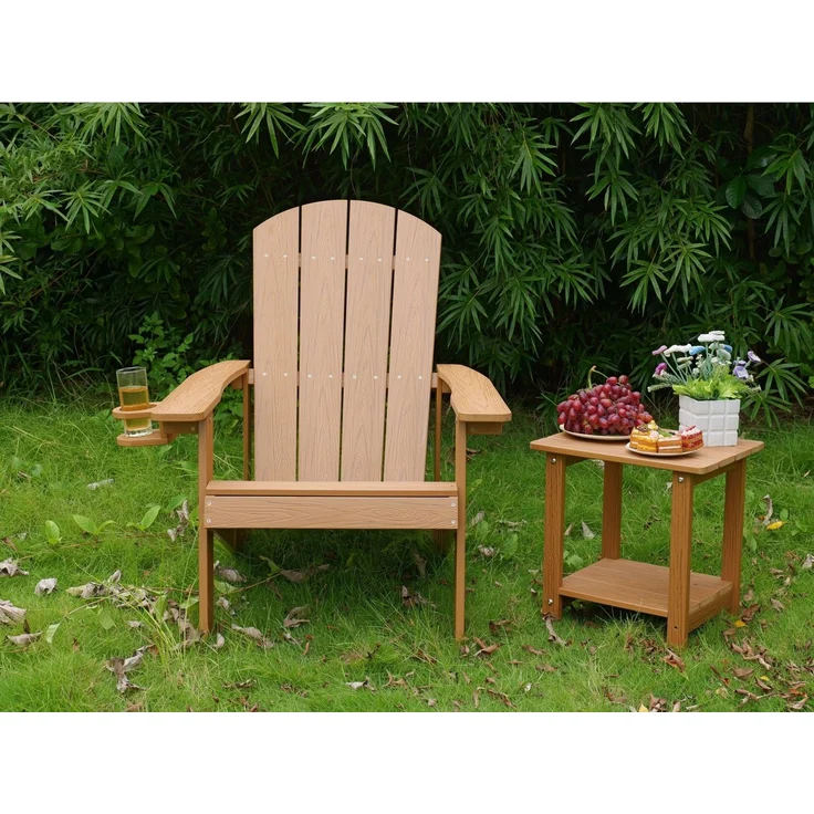 NJLyuhome Gartenstuhl Allwetter-Adirondack-Stuhl mit Getränkehalter & Ablagefach (1 St), Aus wetterfestem HIPS, pflegeleicht für Terrasse, Garten & Balkon – Bild 4