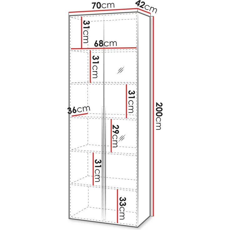 Kleiderschrank Kerkin 2D mit Spiegel (Farbe: Sandfarben) – Bild 4