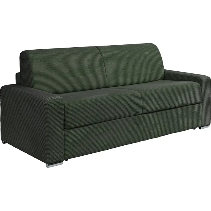 Vente-unique - CALITO Sofa SamtStoff Grün - B 223 cm94 cm x H 99 cm x L 216 cm – Bild 2