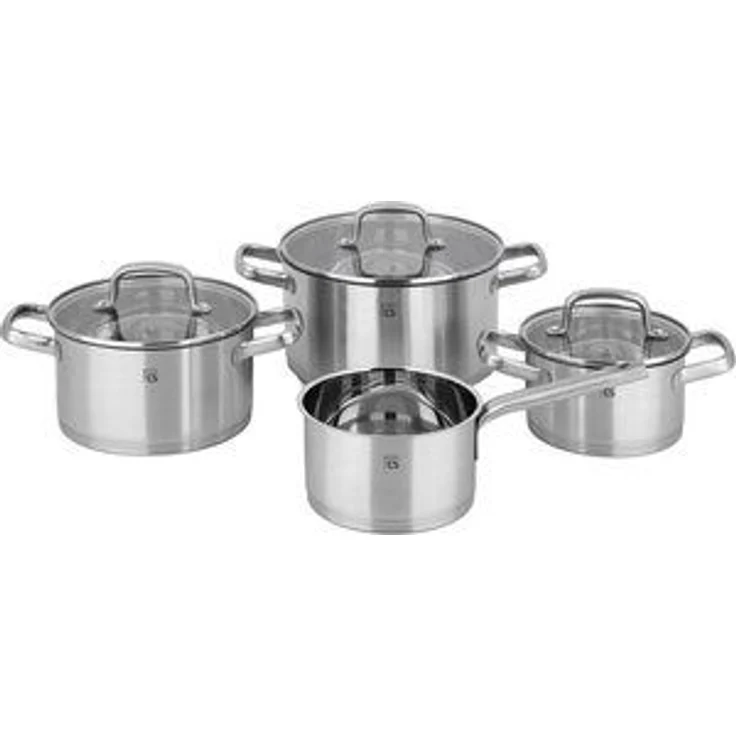 Carl Schmidt Sohn Topf-Set Beckum, Edelstahl (Set, 7-tlg, je 1 Fleischtopf mit Deckel Ø 16/20/24 cm, 1 Stieltopf 16 cm), Induktion – Bild 4
