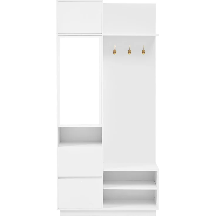 Kompaktgarderobe mit Spiegel und Sitzbank,Flurgarderobe mit Schuhschrank und Haken, Kleiderhaken,Kompaktgarderobe,Flurmöbel Set,Flurgarderobe – Bild 8